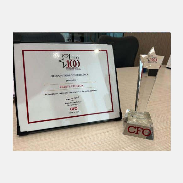 Preeti Chheda, CFA Chief Financial Officer of K Raheja Corp Investment Managers Pvt Ltd, wins at the Top 100 CFOs under the “Winning Edge in Capital Management” category.