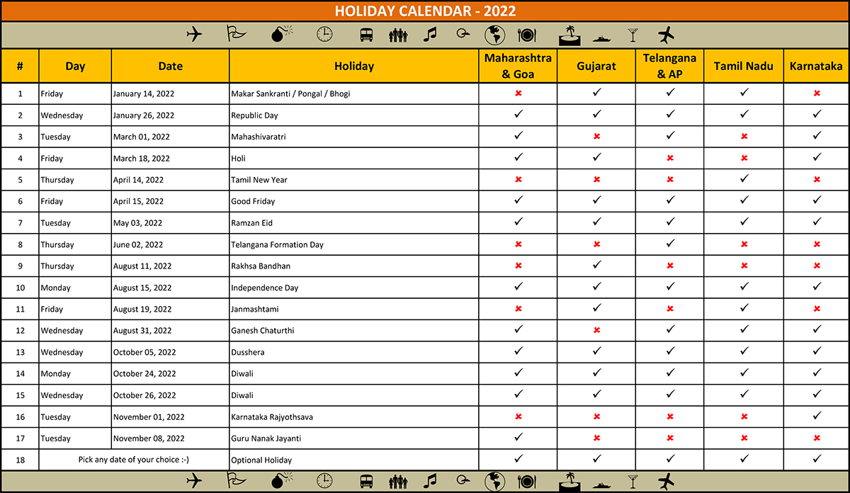 Holiday Calendar – Imperial Serviced Offices